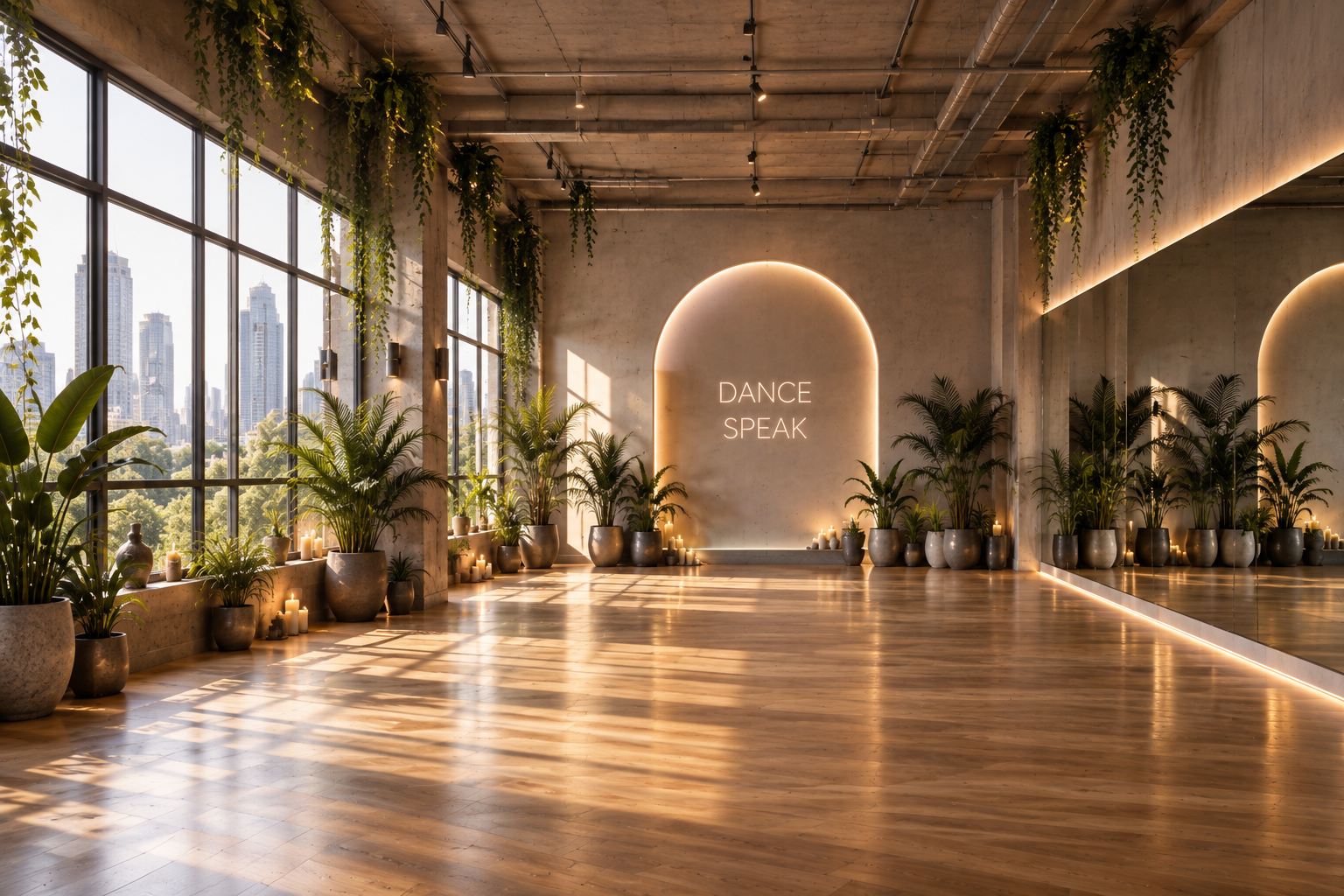 The Dance Speak studio, with a glowing arch